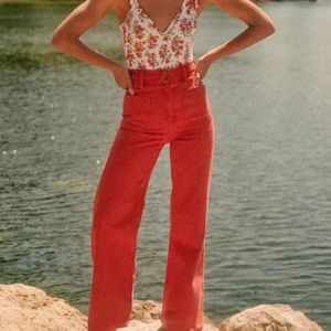 NWT Sezane Enrico Trousers Red US 4/FR 36